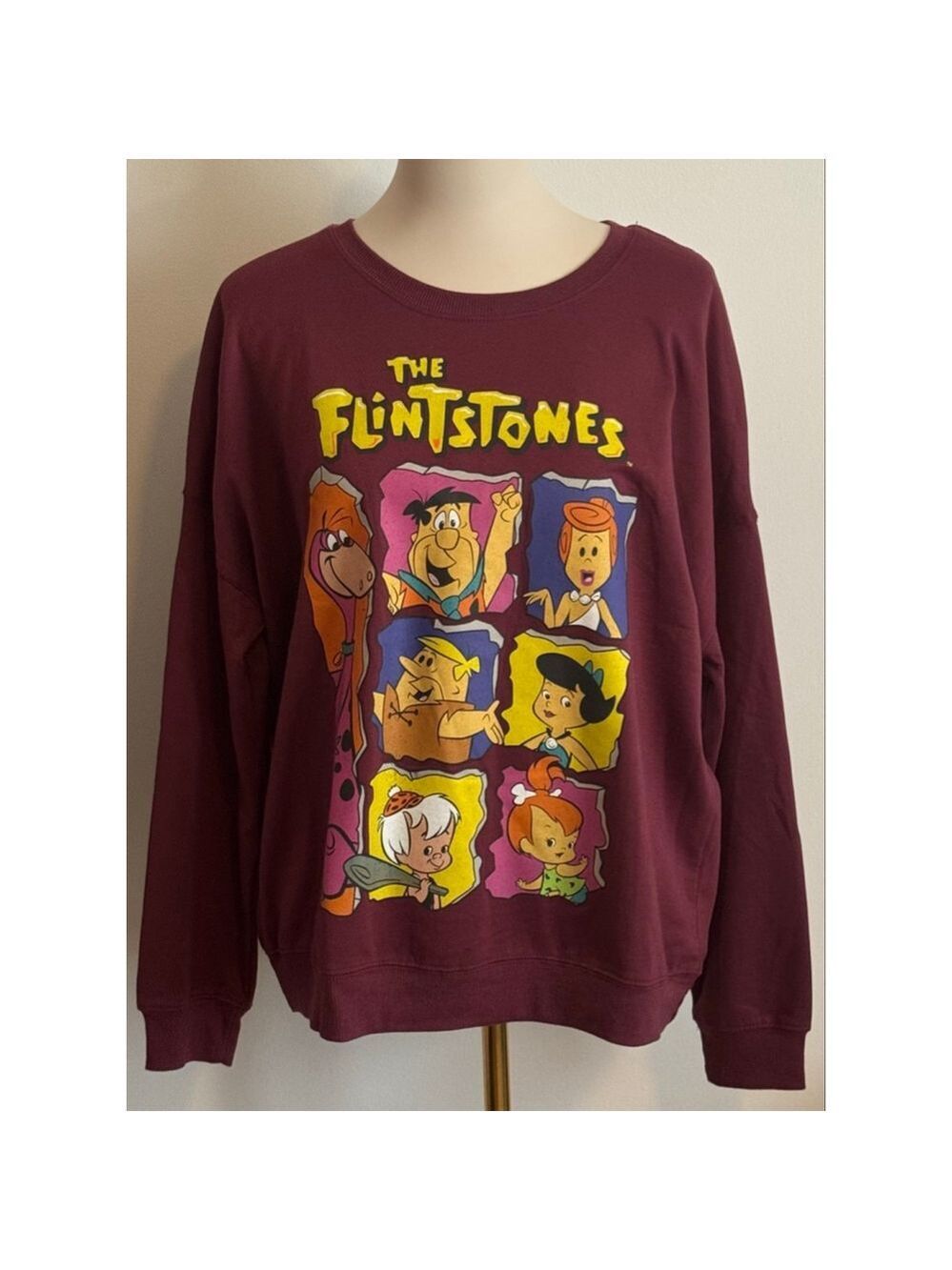 Women's Unbranded The Flintstones Burgundy Graphic Sweatshirt S